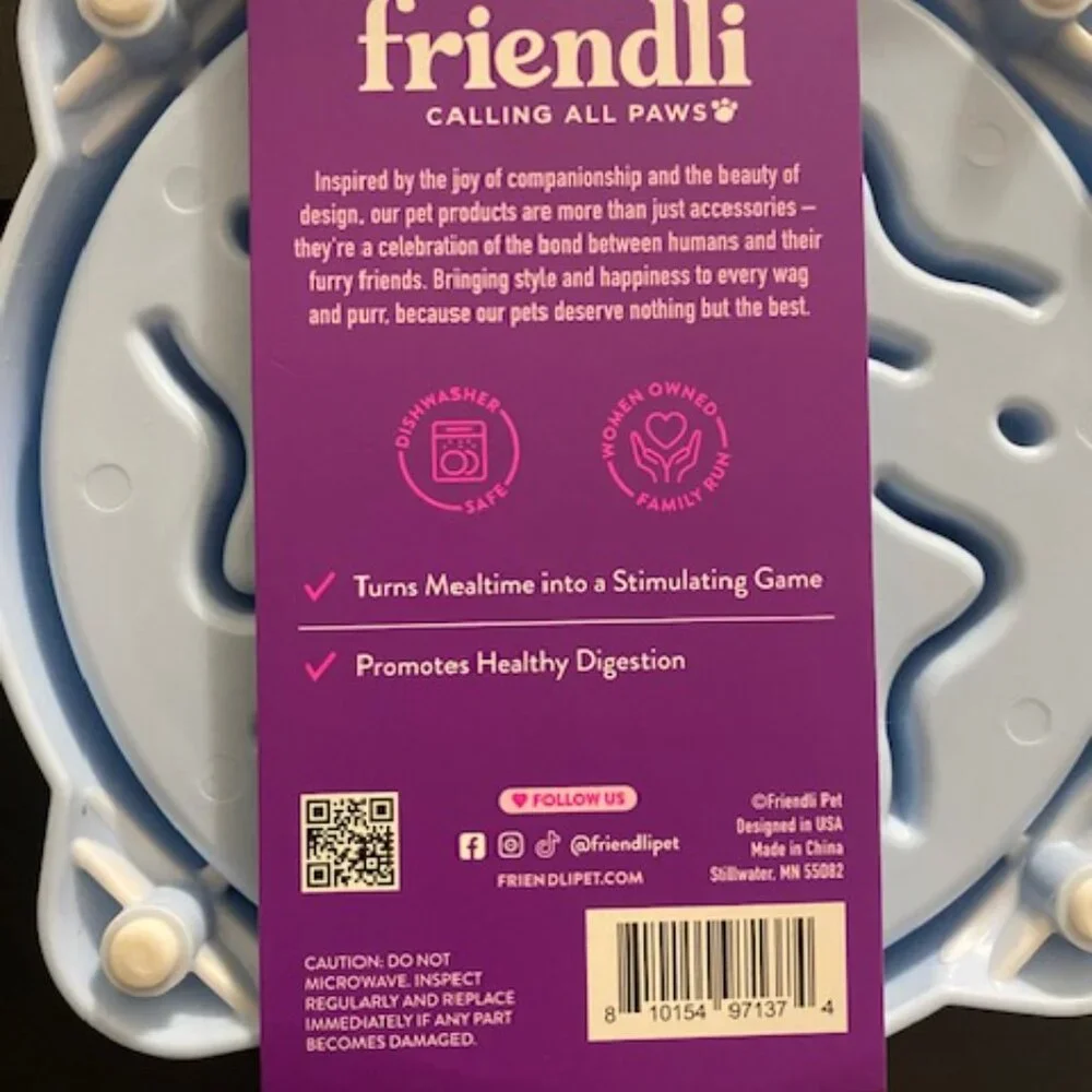 friendli: Slow Feeder Cat Bowls * Lit Blue*